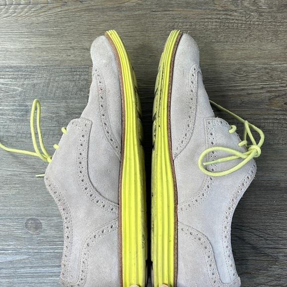 Cole Haan Lunargrand Women Brown Tan Lime Wingtip Oxford Shoes Size 9 1/2 - Picture 2 of 12